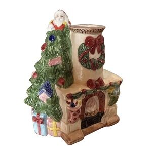 Vintage Spode Santa Christmas Tree Chimney Taper Candle Holder 5 1/2" Read